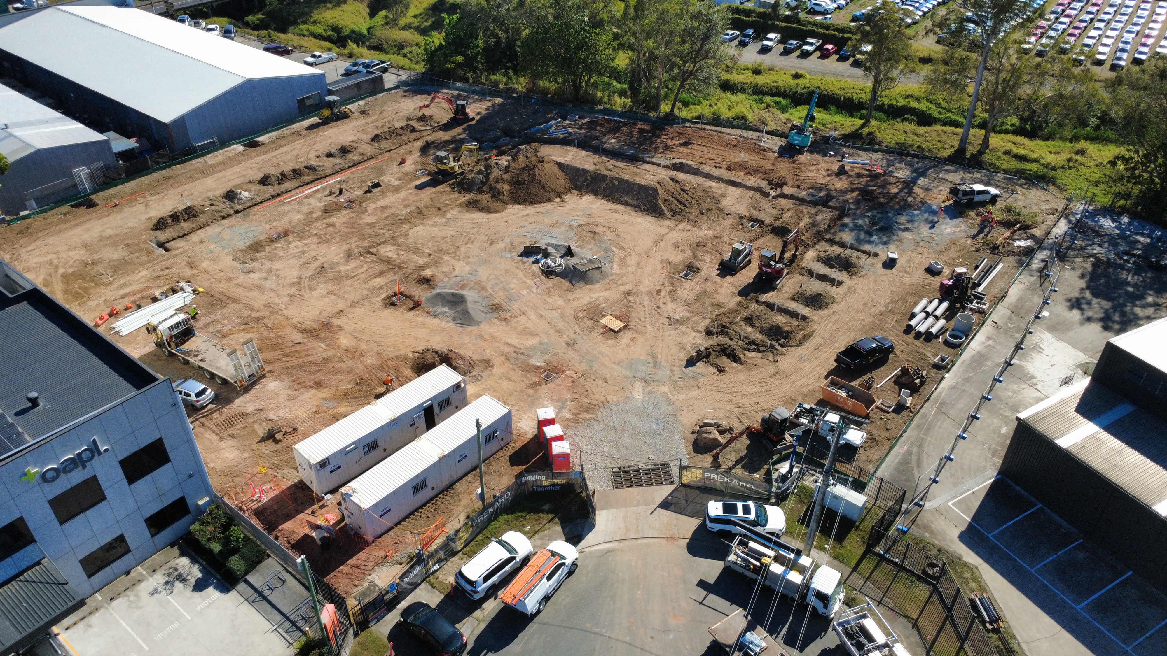 Drone photograph of earthworks and construction progress at Bowen Commons, Slacks Creek, on 1 October 2026