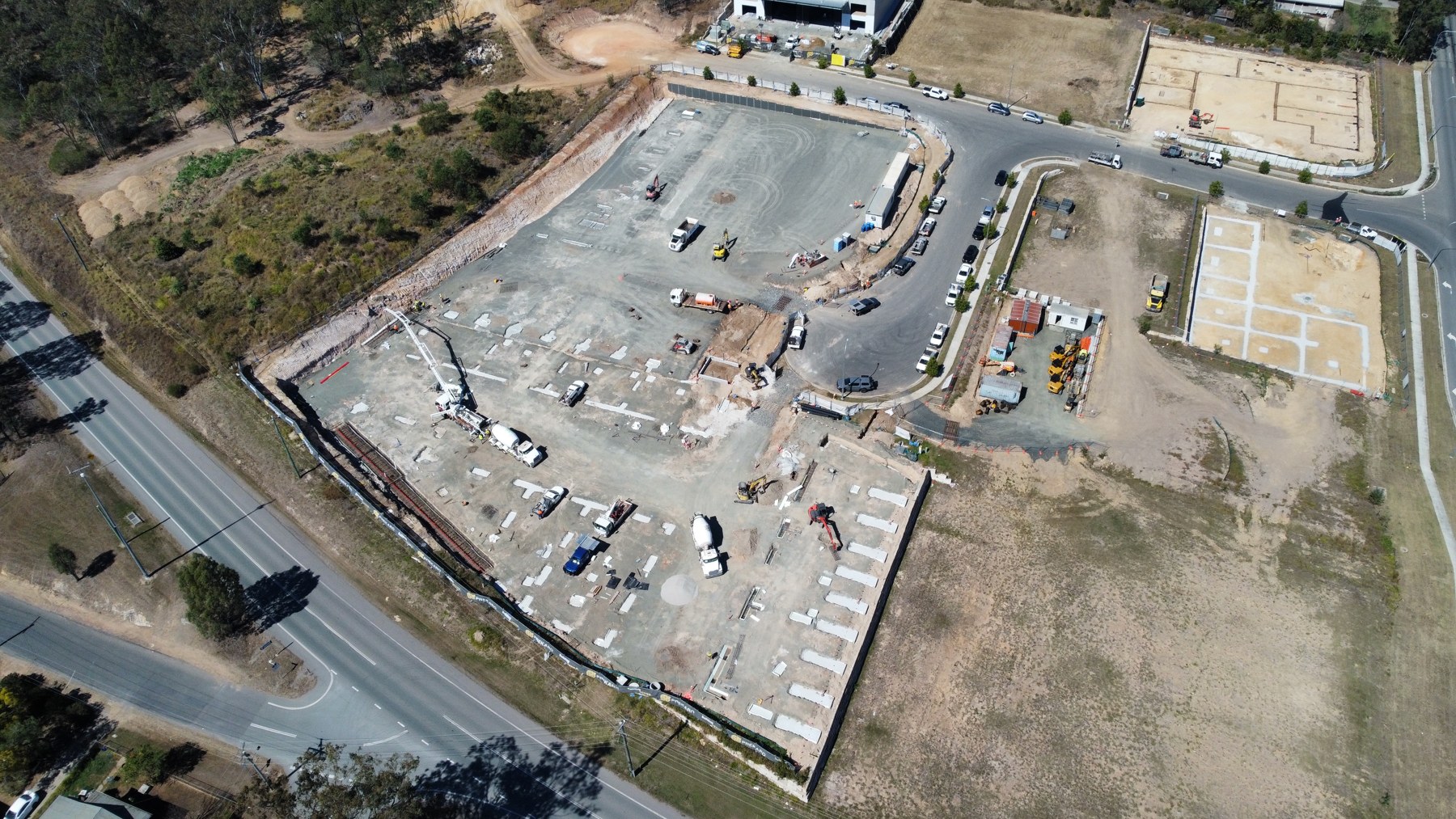 Drone photograph of construction progress at Moorvale Commons